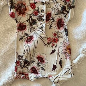 Lou Lou & Company Floral Romper - Cream and Pink